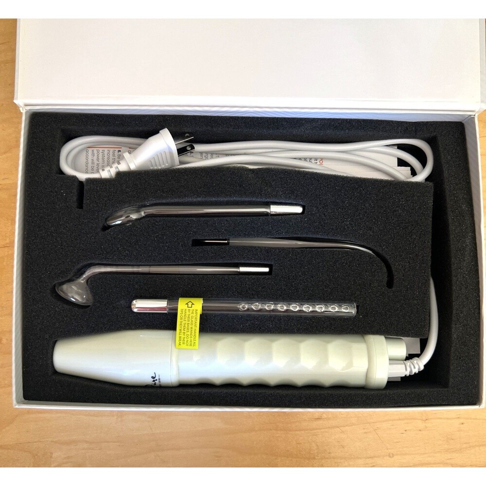 Pure Daily Care NuDerma High Frequency Skin Therapy Wand Facial Machine Neon 5pc - Picture 5 of 5